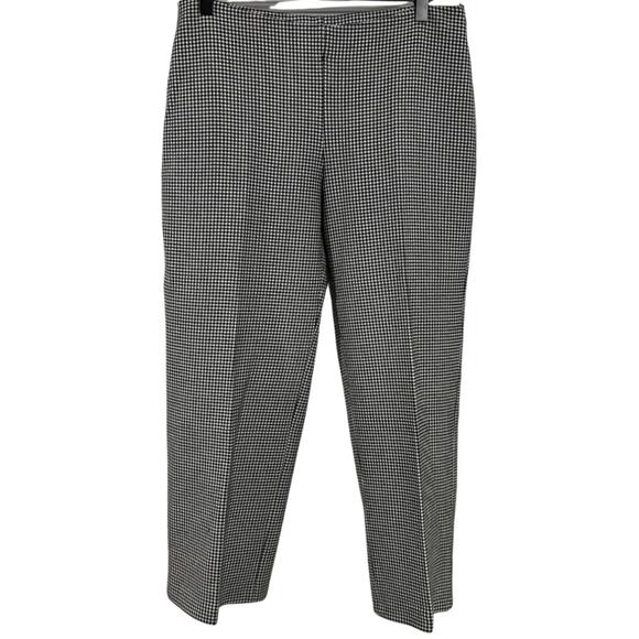 Zara Woman Black & White Houndstooth Jacquard Trousers Pants Size Medium - Picture 1 of 7